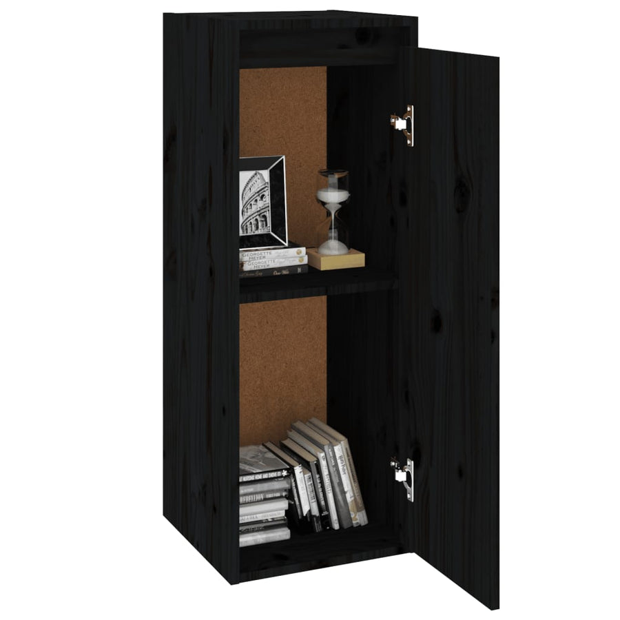 Wandkasten 30X30X80 Cm Massief Grenenhout 2 Zwart