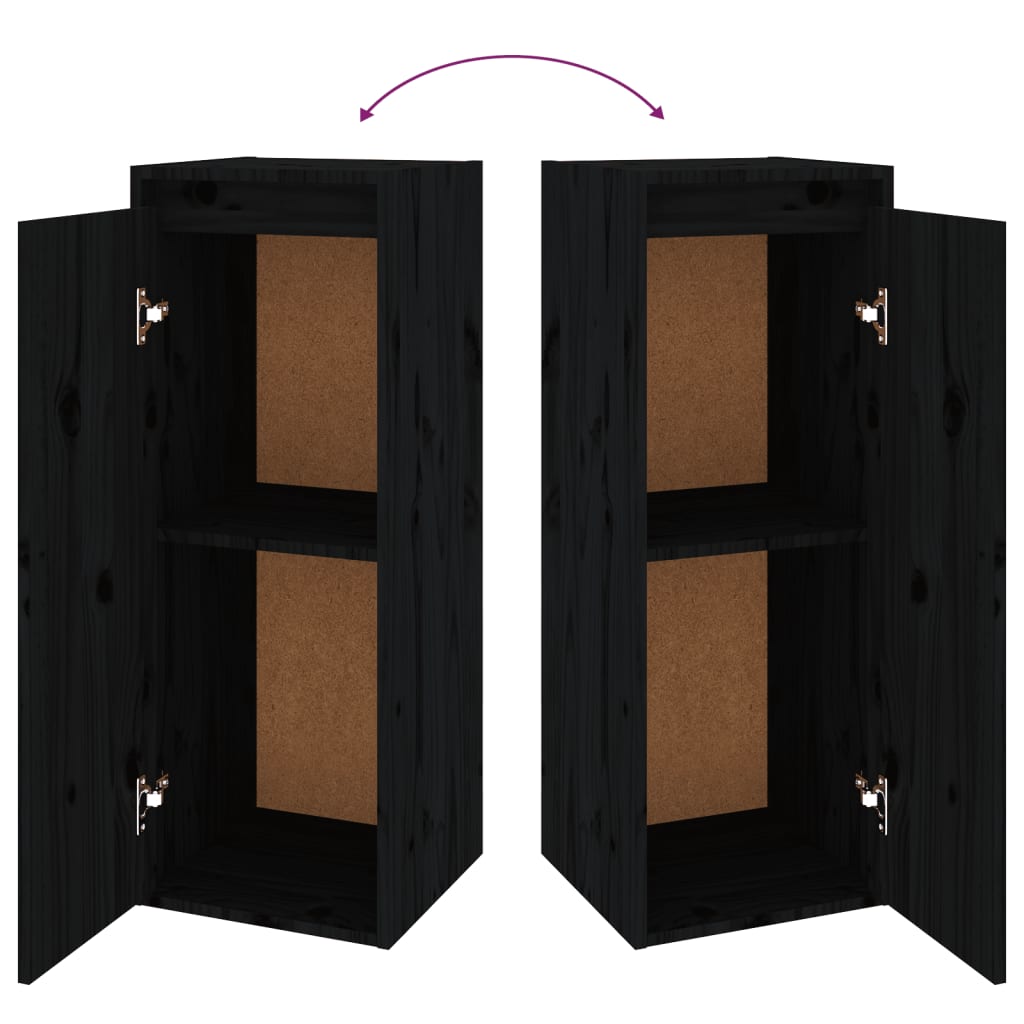 Wandkasten 30X30X80 Cm Massief Grenenhout 2 Zwart