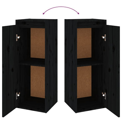 Wandkasten 30X30X80 Cm Massief Grenenhout 2 Zwart