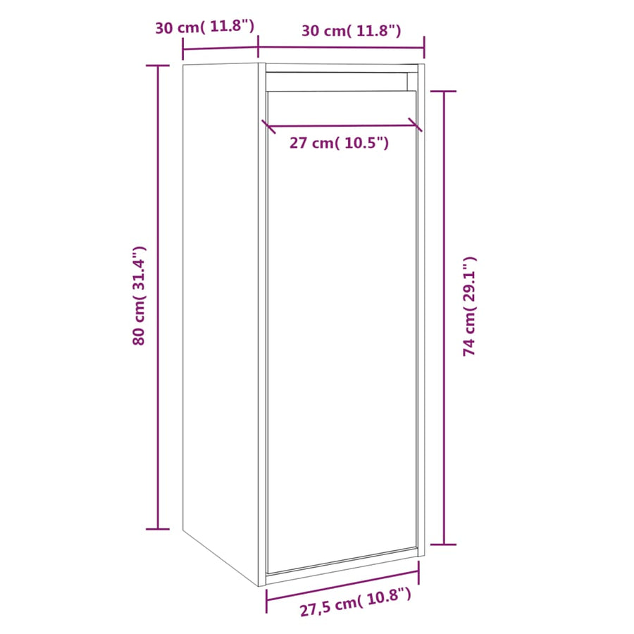 Wandkasten 30X30X80 Cm Massief Grenenhout 2 Zwart