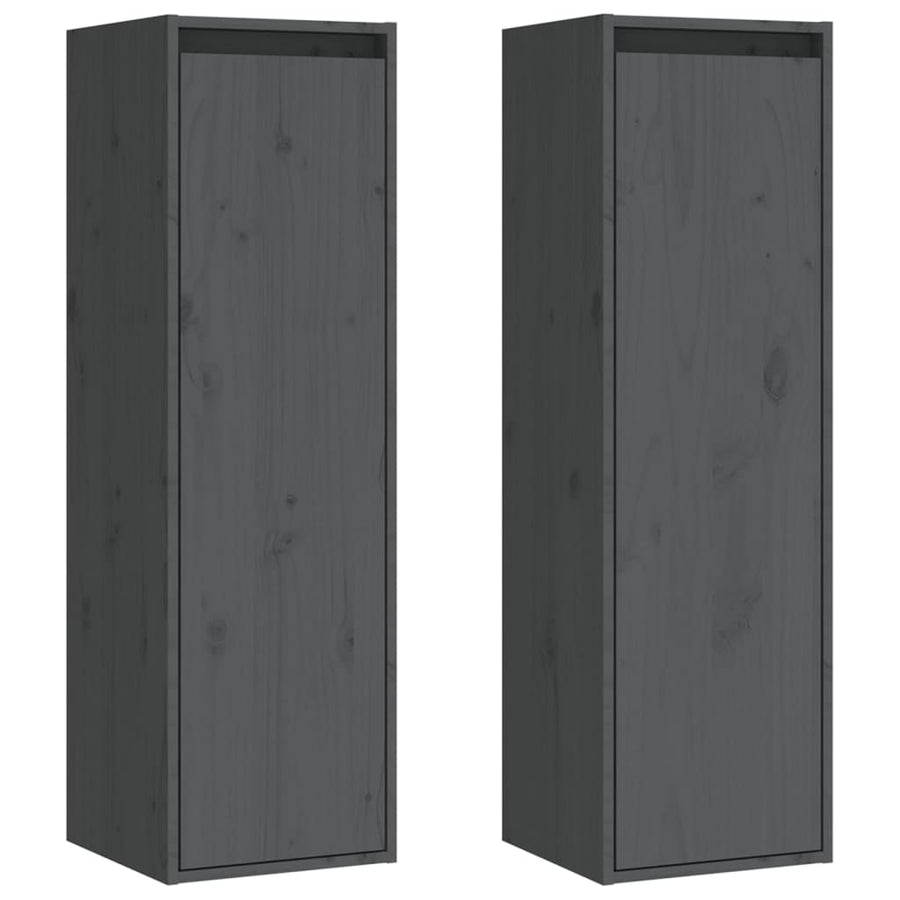 Wandkasten 30X30X100 Cm Massief Grenenhout 2 Grijs