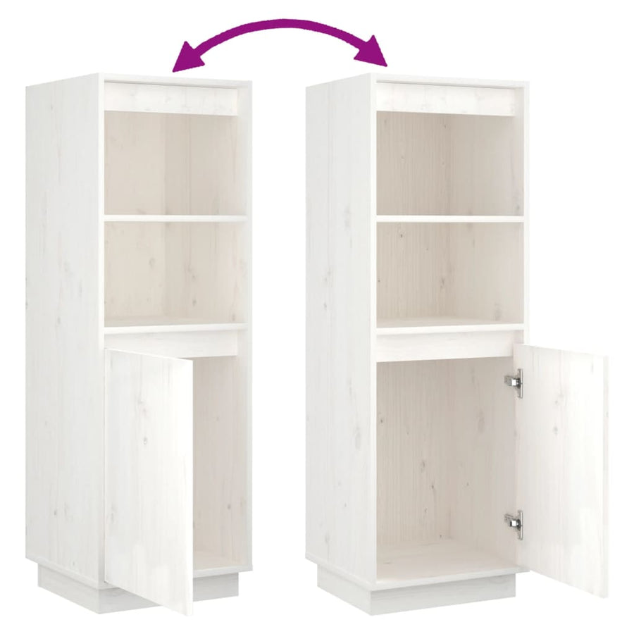 Hoge kast 37x34x110 cm massief grenenhout wit Wit