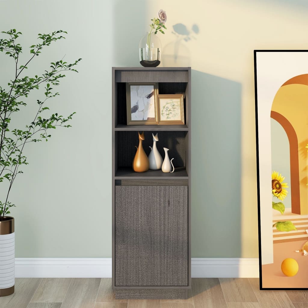 Hoge Kast 37X34X0 Cm Massief Grenenhout Grijs