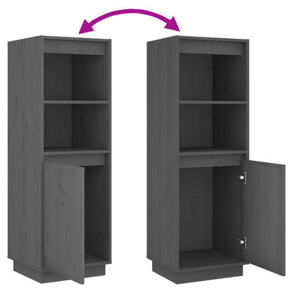 Hoge Kast 37X34X0 Cm Massief Grenenhout Grijs