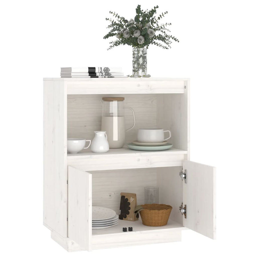 Dressoir 60X34X75 Cm Massief Grenenhout Wit