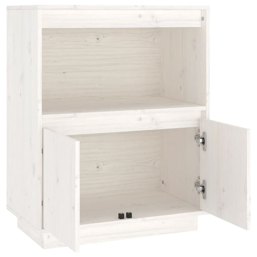Dressoir 60X34X75 Cm Massief Grenenhout Wit