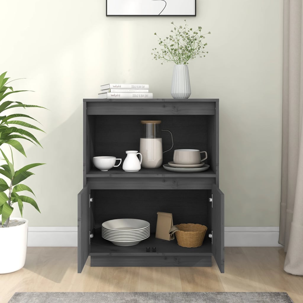 Dressoir 60X34X75 Cm Massief Grenenhout Grijs