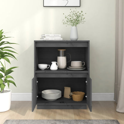 Dressoir 60X34X75 Cm Massief Grenenhout Grijs
