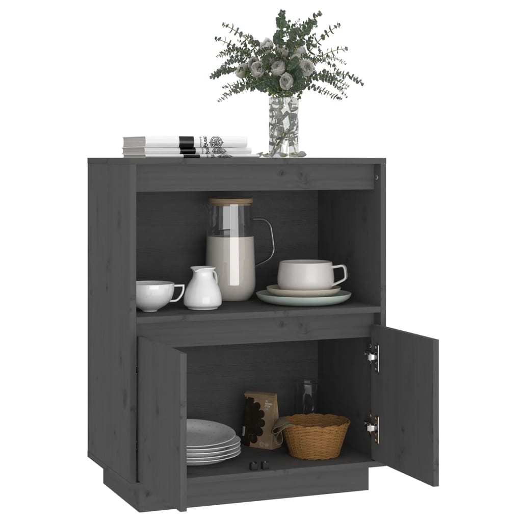 Dressoir 60X34X75 Cm Massief Grenenhout Grijs
