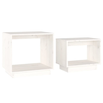 2-Delige Salontafelset Massief Grenenhout Wit