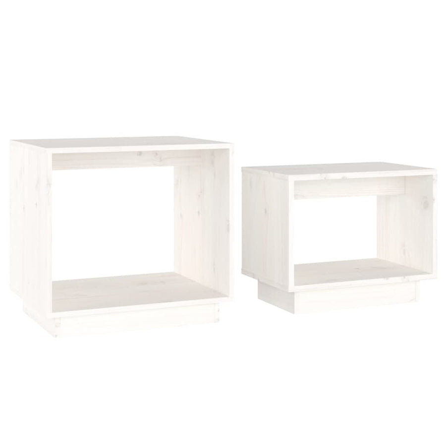 2-Delige Salontafelset Massief Grenenhout Wit