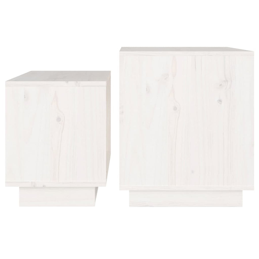 2-Delige Salontafelset Massief Grenenhout Wit