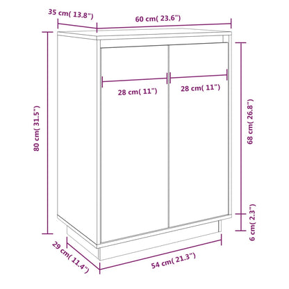 Schoenenkast 60X35X80 Cm Massief Grenenhout