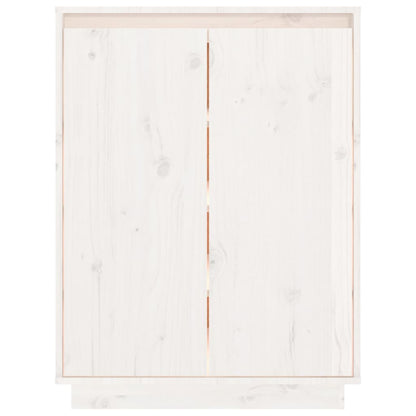 Schoenenkast 60X35X80 Cm Massief Grenenhout Wit