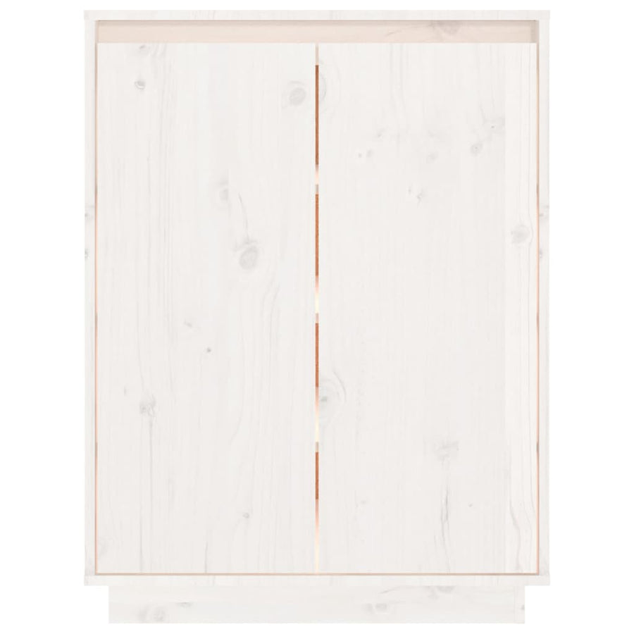 Schoenenkast 60X35X80 Cm Massief Grenenhout Wit