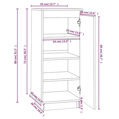 Schoenenkast 35X35X80 Cm Massief Grenenhout Zwart