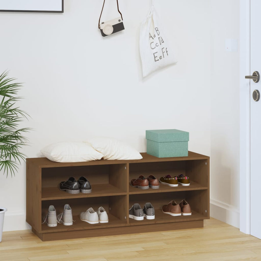 Schoenenkast 0X34X45 Cm Massief Grenenhout Honingbruin