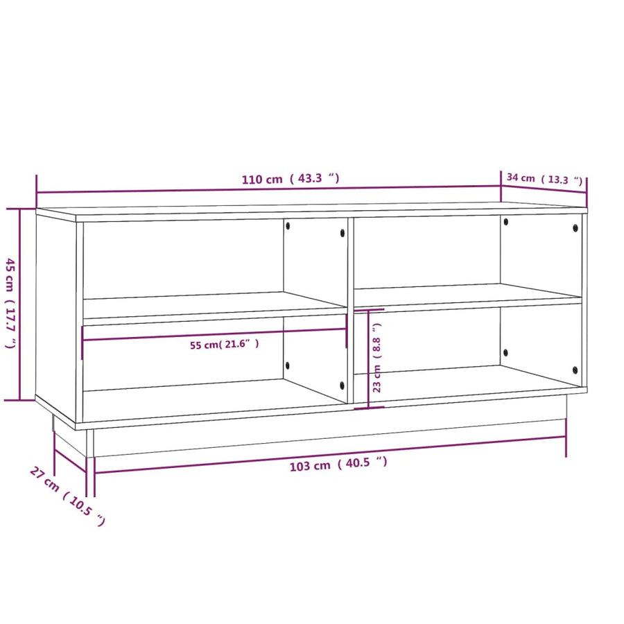 Schoenenkast 0X34X45 Cm Massief Grenenhout Honingbruin