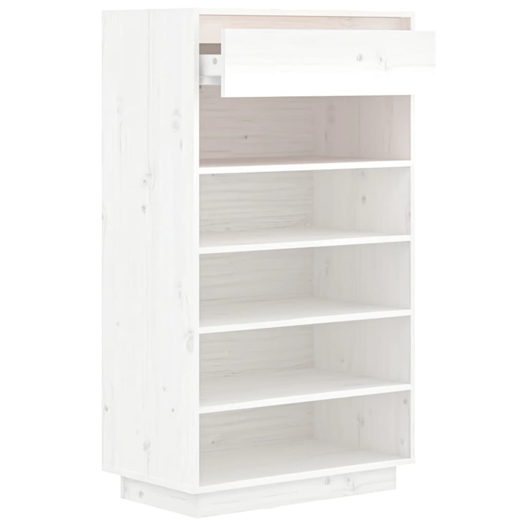 Schoenenkast 60x34x105 cm massief grenenhout wit