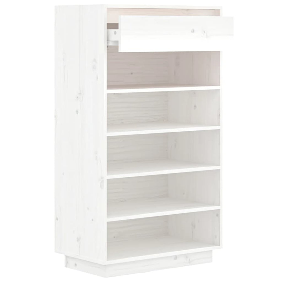 Schoenenkast 60x34x105 cm massief grenenhout wit