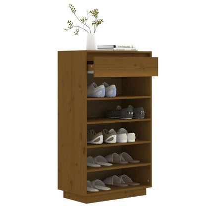 Schoenenkast 60X34X05 Cm Massief Grenenhout Honingbruin
