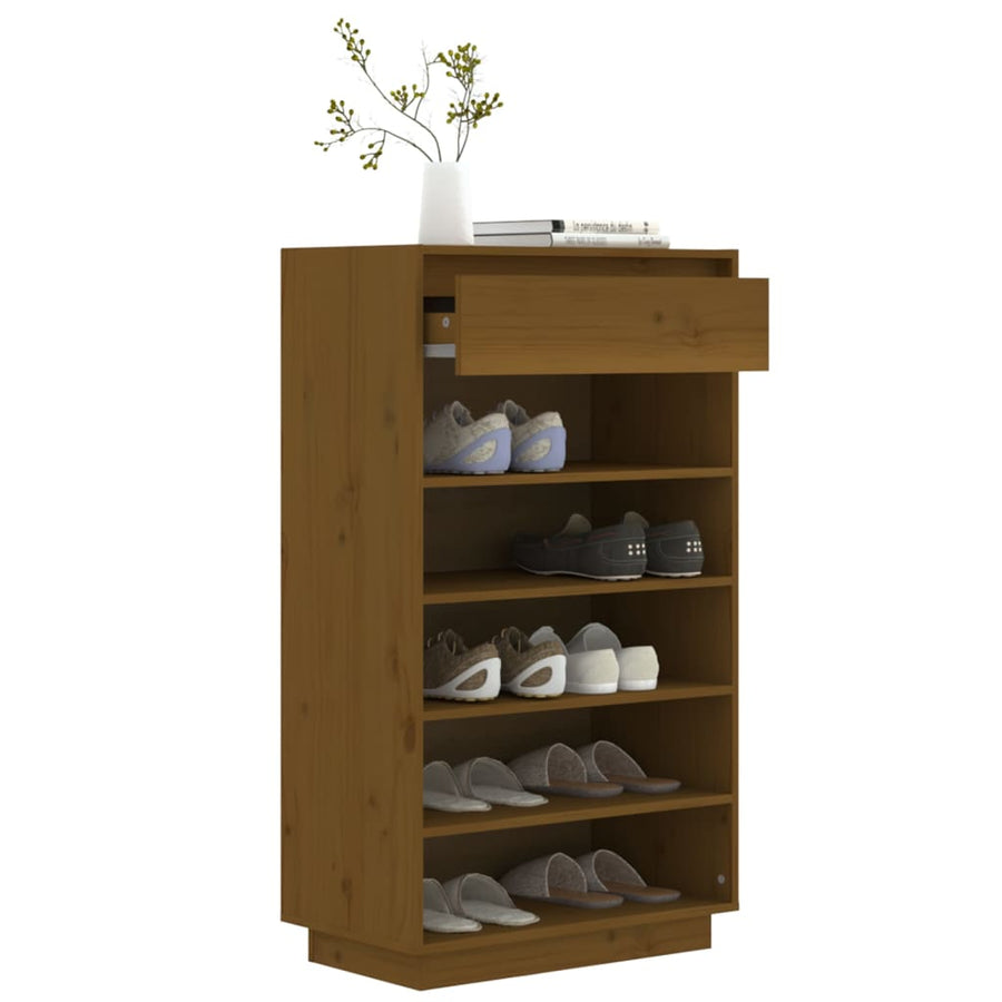 Schoenenkast 60X34X05 Cm Massief Grenenhout Honingbruin