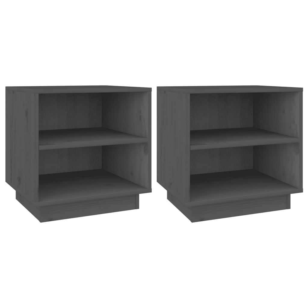 Nachtkastjes 40X34X40 Cm Massief Grenenhout 2 Grijs