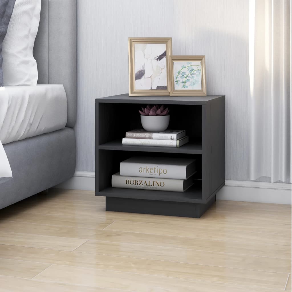 Nachtkastjes 40X34X40 Cm Massief Grenenhout 2 Grijs
