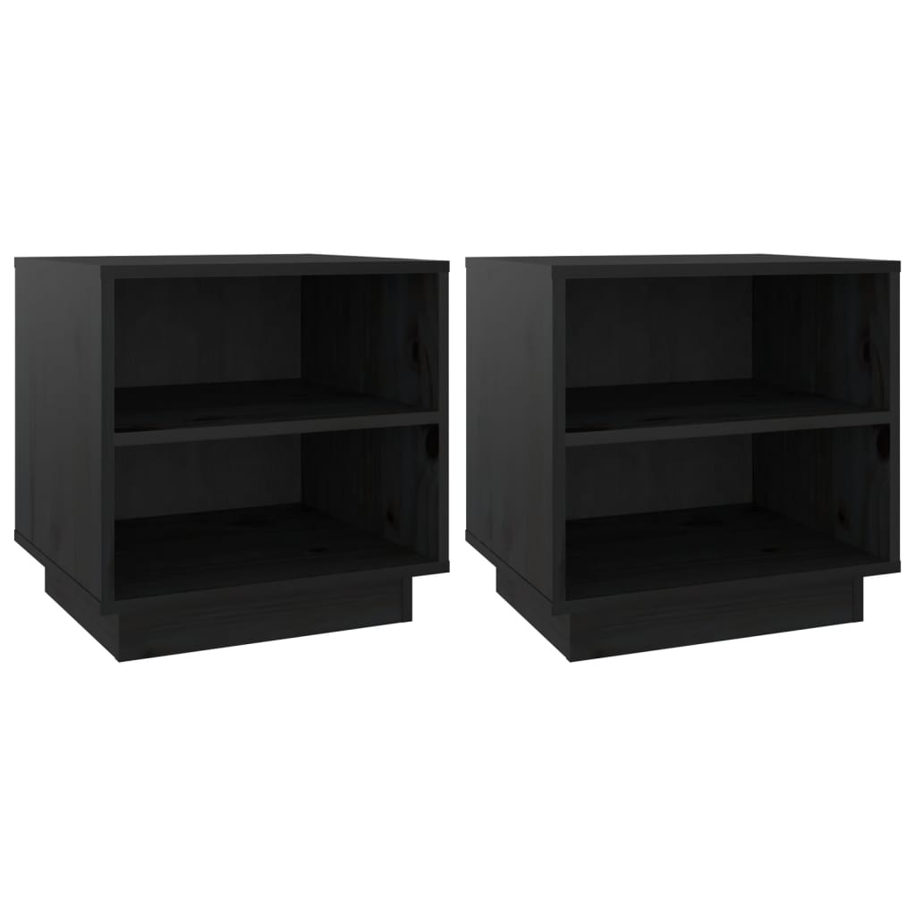 Nachtkastjes 40X34X40 Cm Massief Grenenhout 2 Zwart