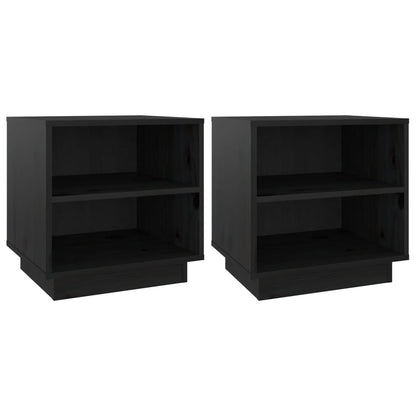 Nachtkastjes 40X34X40 Cm Massief Grenenhout 2 Zwart
