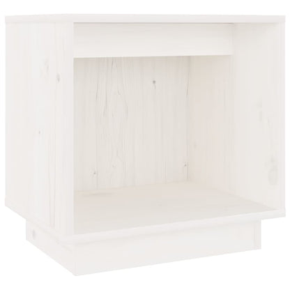 Nachtkastje 40X30X40 Cm Massief Grenenhout 1 Wit