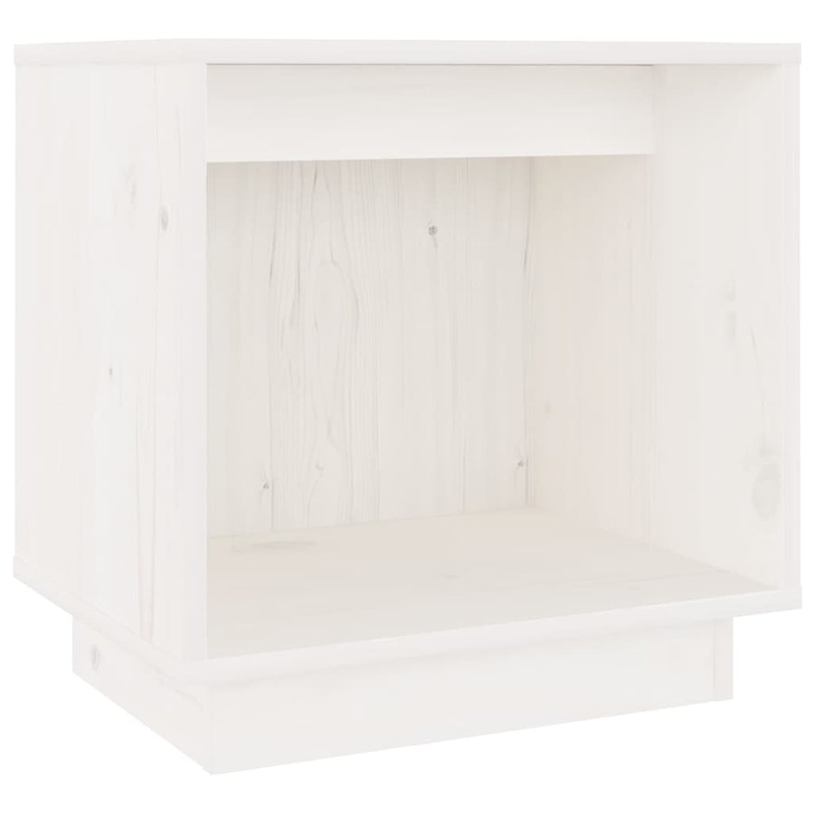 Nachtkastje 40X30X40 Cm Massief Grenenhout 1 Wit
