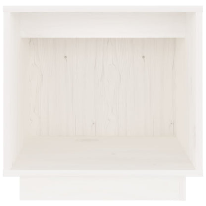 Nachtkastje 40X30X40 Cm Massief Grenenhout 1 Wit