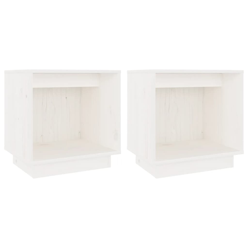 Nachtkastjes 40X30X40 Cm Massief Grenenhout 2 Wit