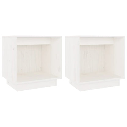 Nachtkastjes 40X30X40 Cm Massief Grenenhout 2 Wit