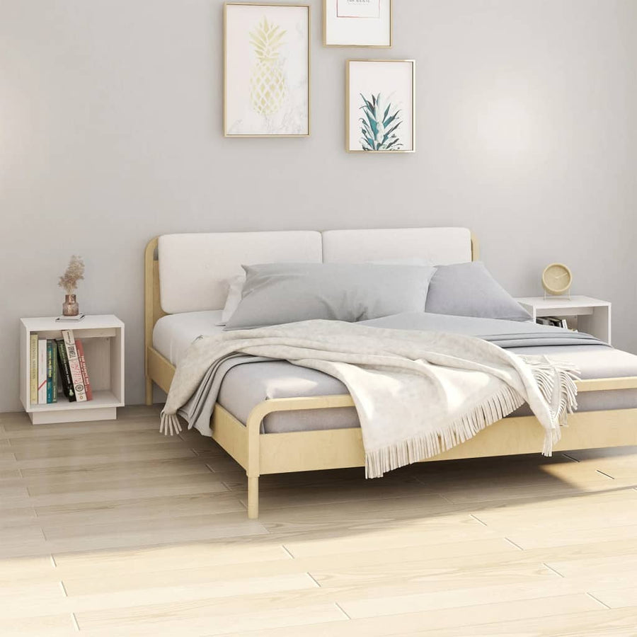 Nachtkastjes 40X30X40 Cm Massief Grenenhout 2 Wit