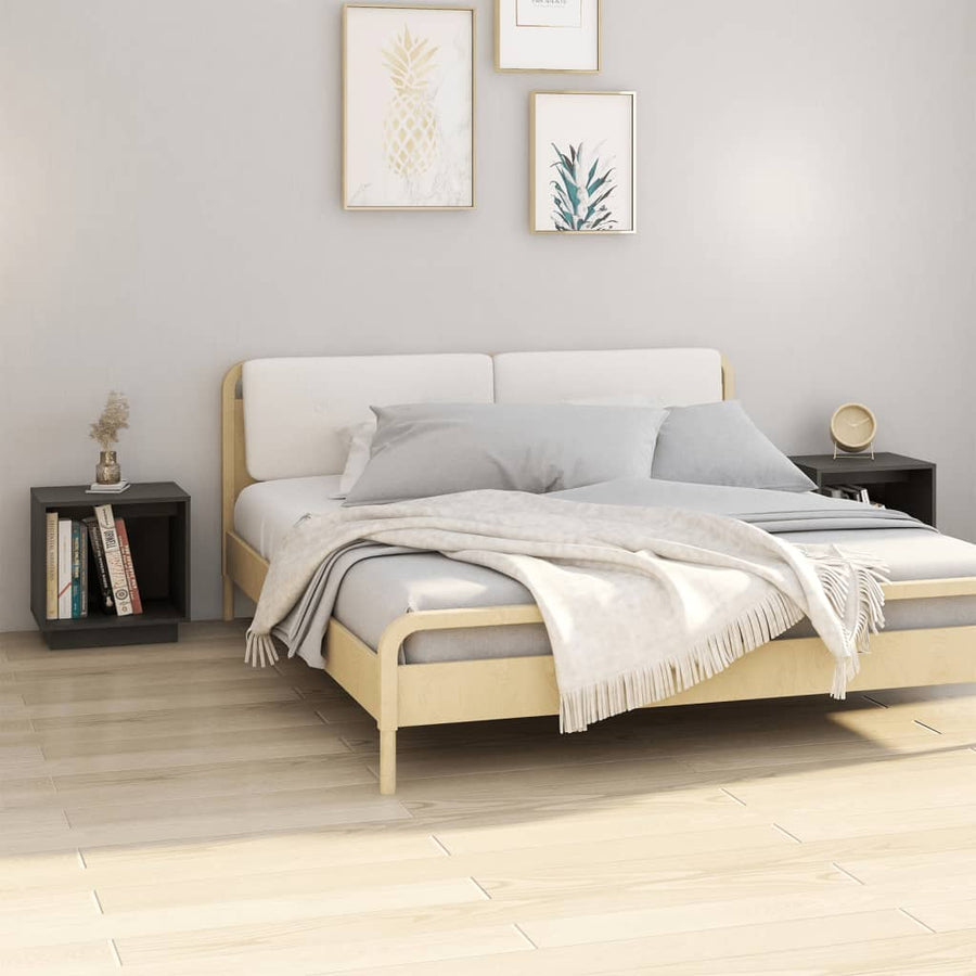 Nachtkastjes 40X30X40 Cm Massief Grenenhout 2 Grijs