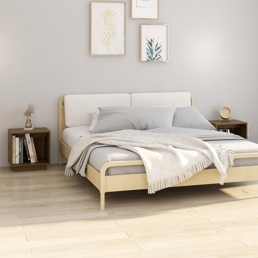Nachtkastjes 40X30X40 Cm Massief Grenenhout 2 Honingbruin