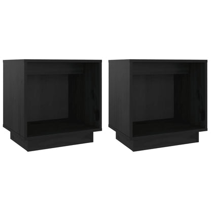 Nachtkastjes 40X30X40 Cm Massief Grenenhout 2 Zwart