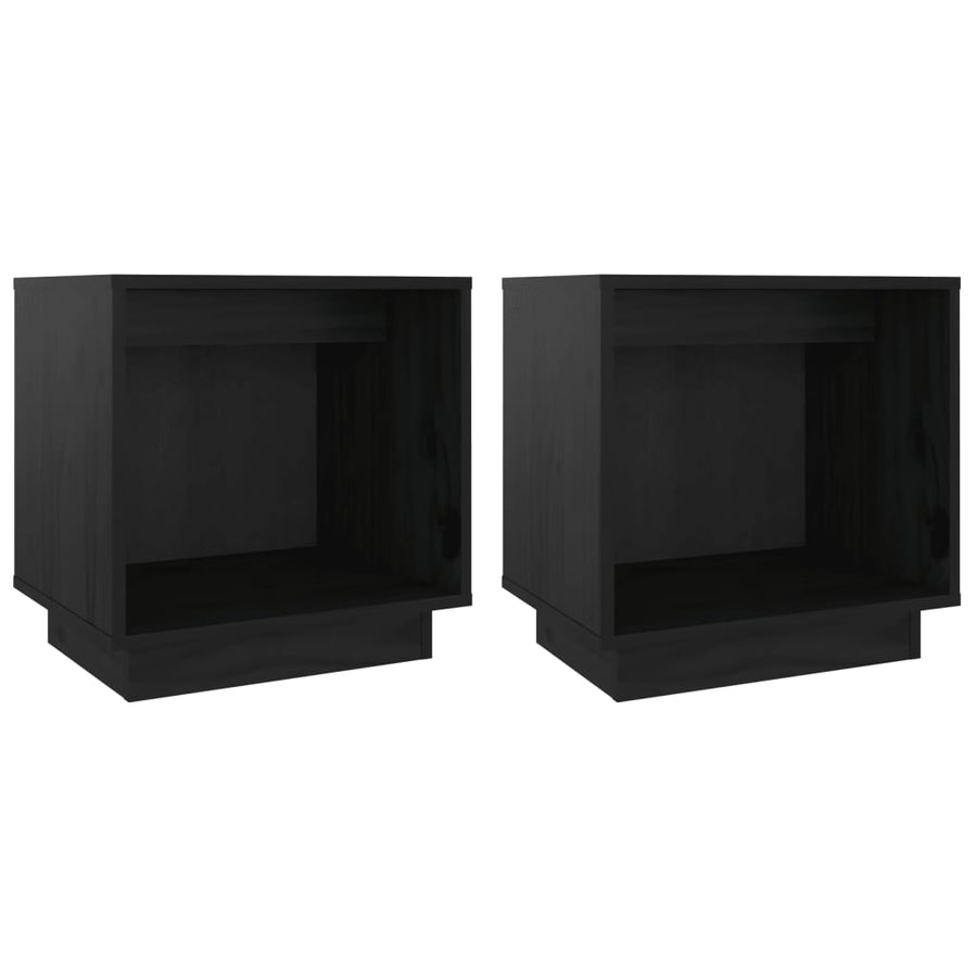 Nachtkastjes 40X30X40 Cm Massief Grenenhout 2 Zwart