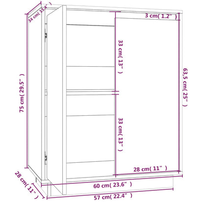 Dressoir 60X34X75 Cm Massief Grenenhout Naturel