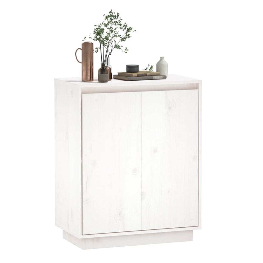 Dressoir 60x34x75 cm massief grenenhout wit Wit