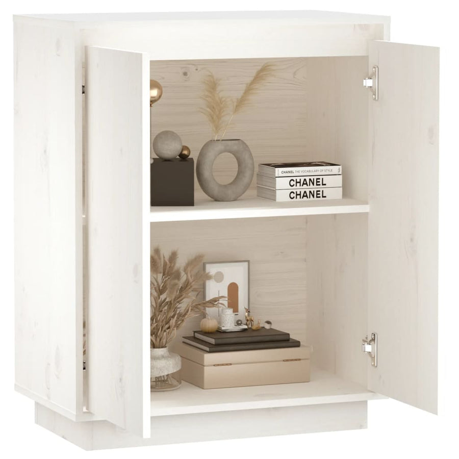 Dressoir 60x34x75 cm massief grenenhout wit Wit