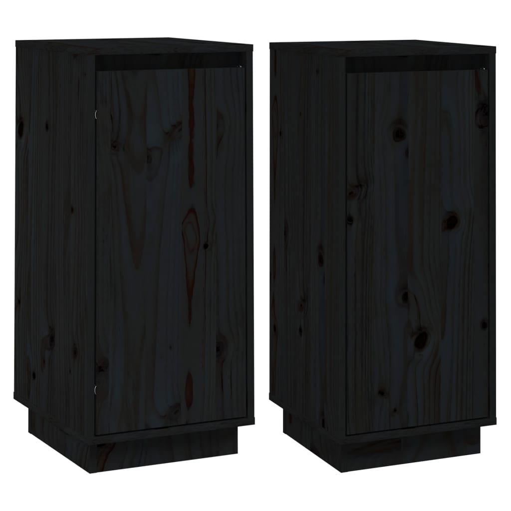 Dressoirs 31,5X34X75 Cm Massief Grenenhout 2 Zwart