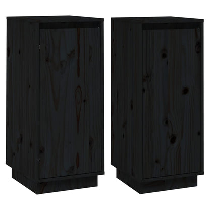 Dressoirs 31,5X34X75 Cm Massief Grenenhout 2 Zwart