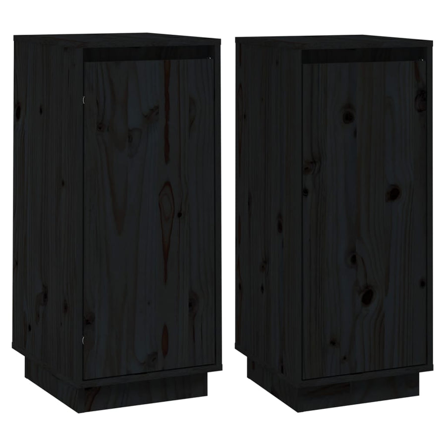 Dressoirs 31,5X34X75 Cm Massief Grenenhout 2 Zwart