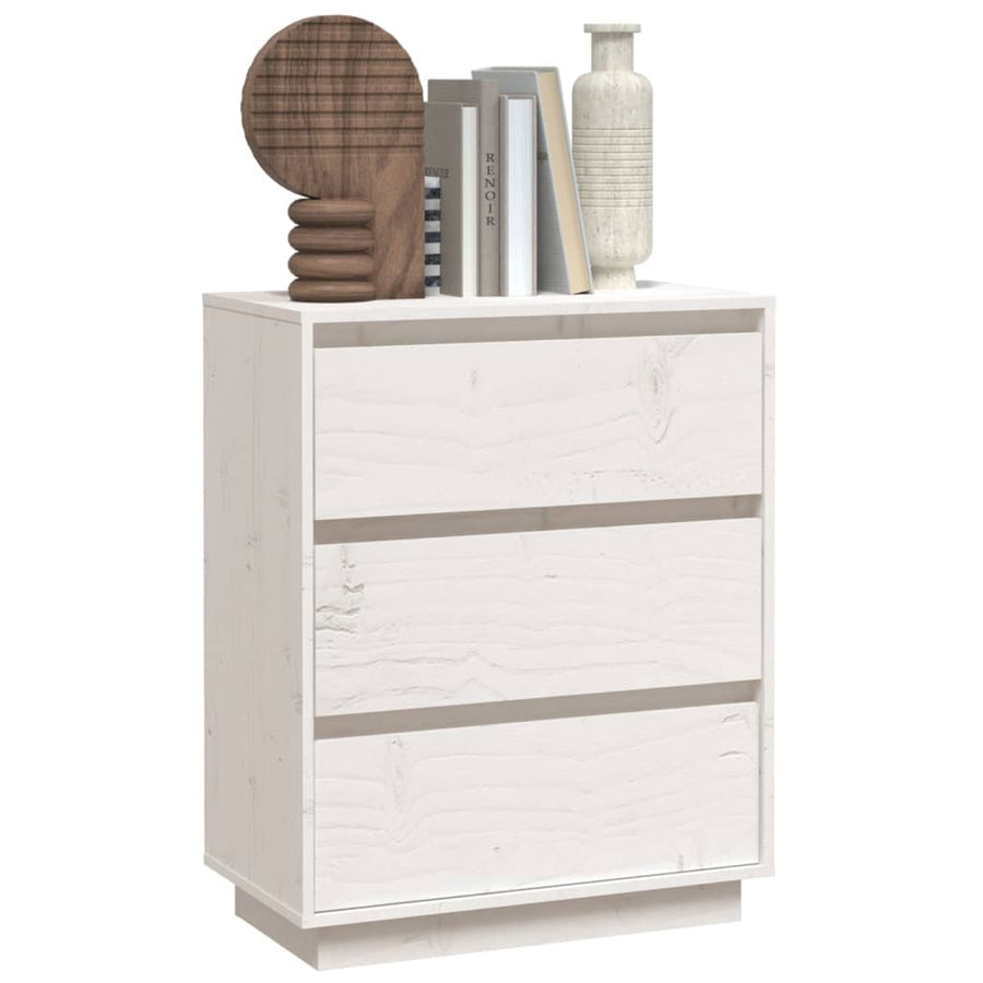 Dressoir 60x34x75 cm massief grenenhout wit Wit