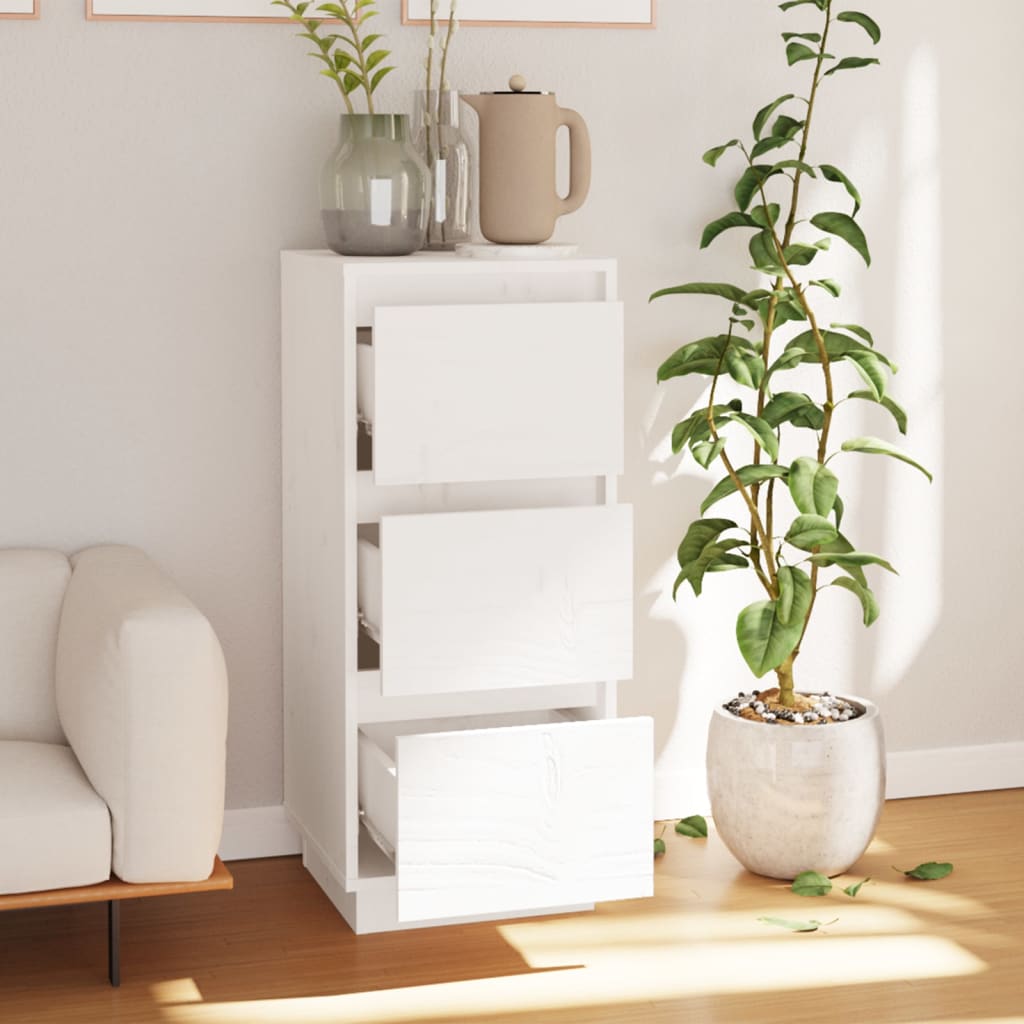 Dressoir 32x34x75 cm massief grenenhout wit 1 Wit