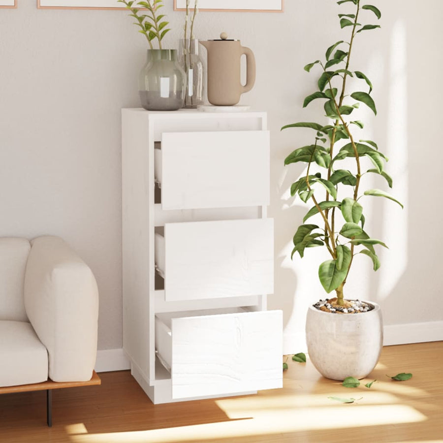 Dressoir 32x34x75 cm massief grenenhout wit 1 Wit