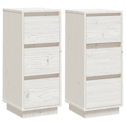Dressoirs 2 st 32x34x75 cm massief grenenhout wit 2 Wit